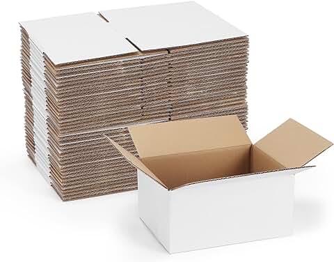 40 Small White Corrugated Shipping Boxes 8x6x4 Inches