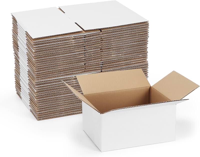 40 Small White Corrugated Shipping Boxes 8x6x4 Inches