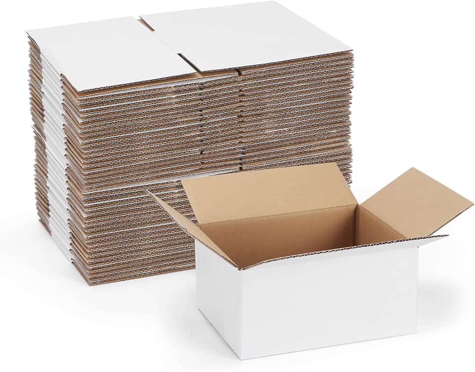 40 Small White Corrugated Shipping Boxes 8x6x4 Inches