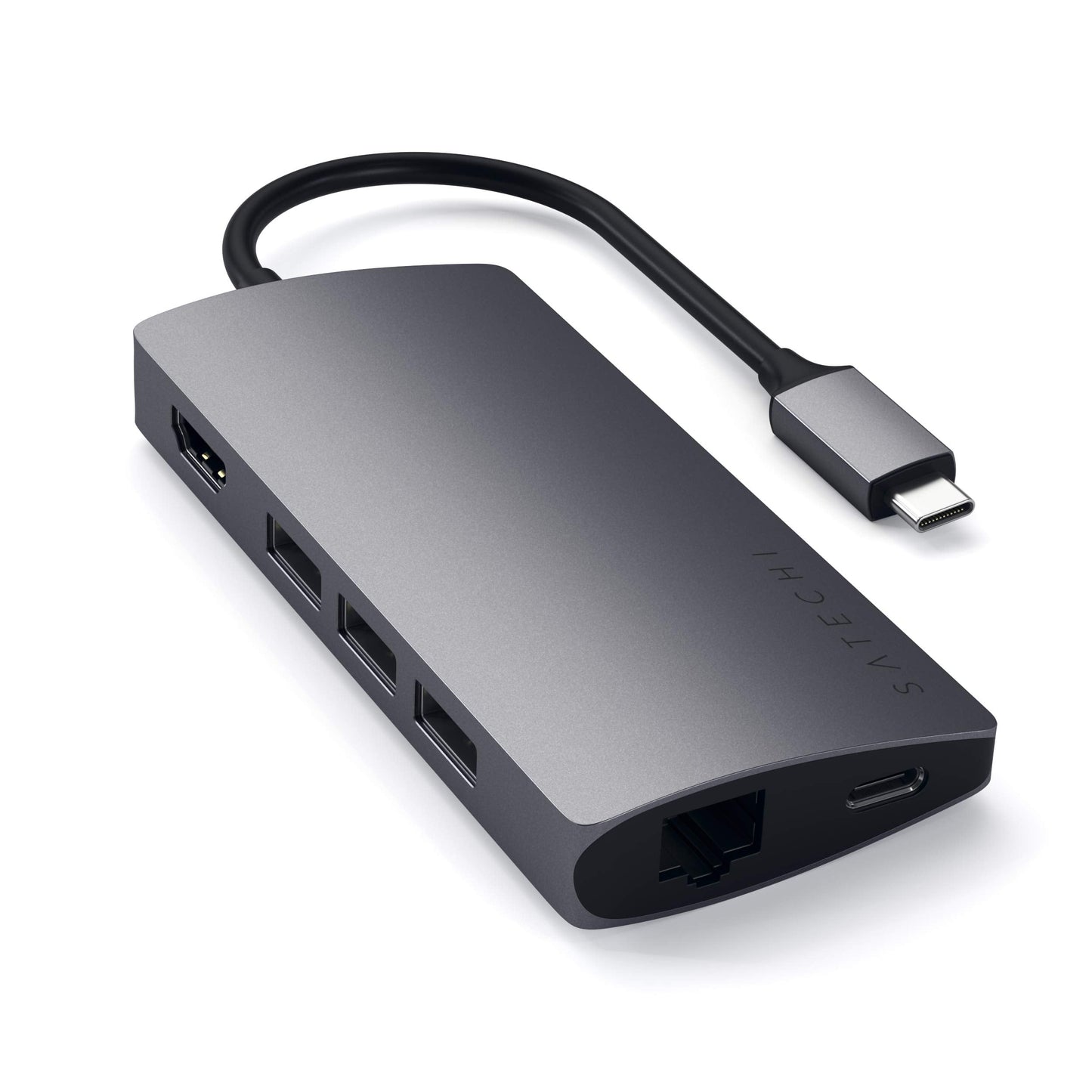 Aluminum Multi-Port Adapter V2 - 4K HDMI (60Hz), Gigabit Ethernet, USB-C Charging, SD/Micro Card Readers, USB 3.0 - Compatible with 2020 MacBook Pro/ Air M1 (Space Gray)