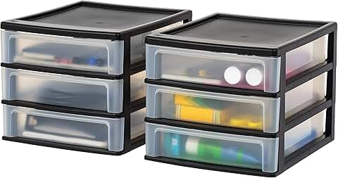 Plastic 3-Drawer Storage Organizer, 2-Pack