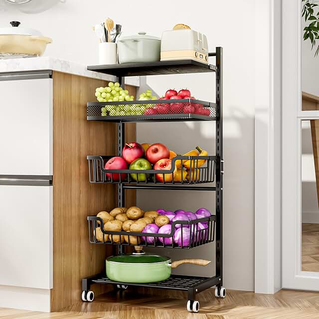 5-Tier Adjustable Fruit and Vegetable Storage Cart