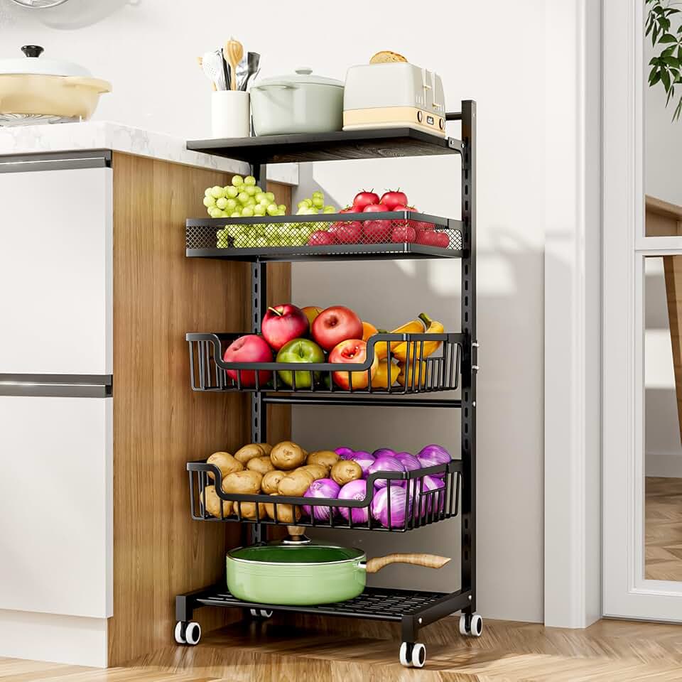5-Tier Adjustable Fruit and Vegetable Storage Cart