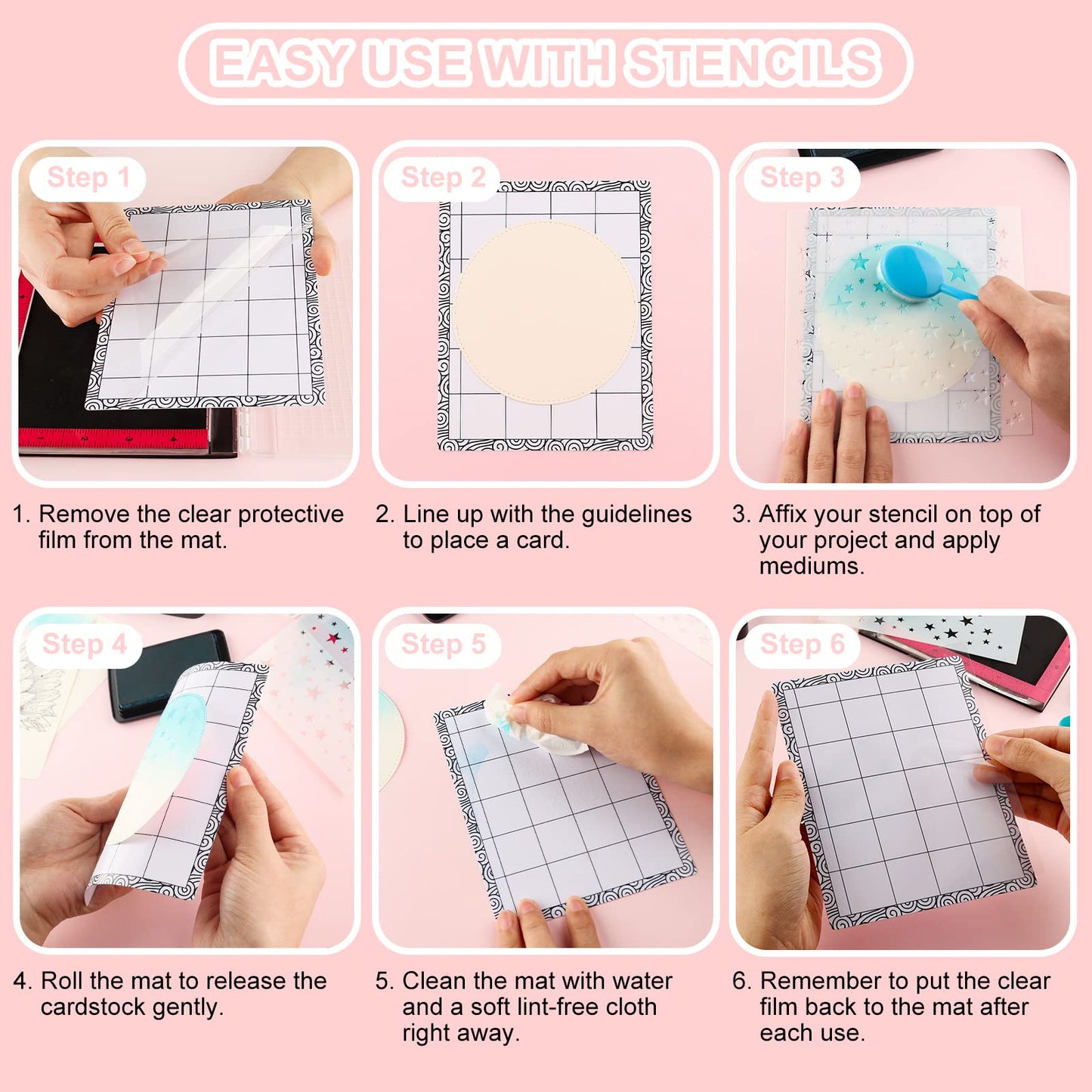 FlexiGrip Stamp Mat Set 5 pcs Low Stick Non-Slip Gridded