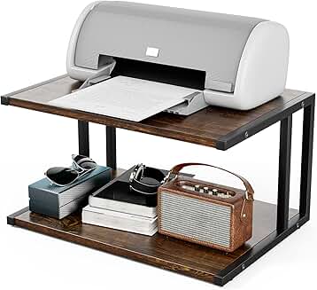 Wooden two-tier printer stand with adjustable feet