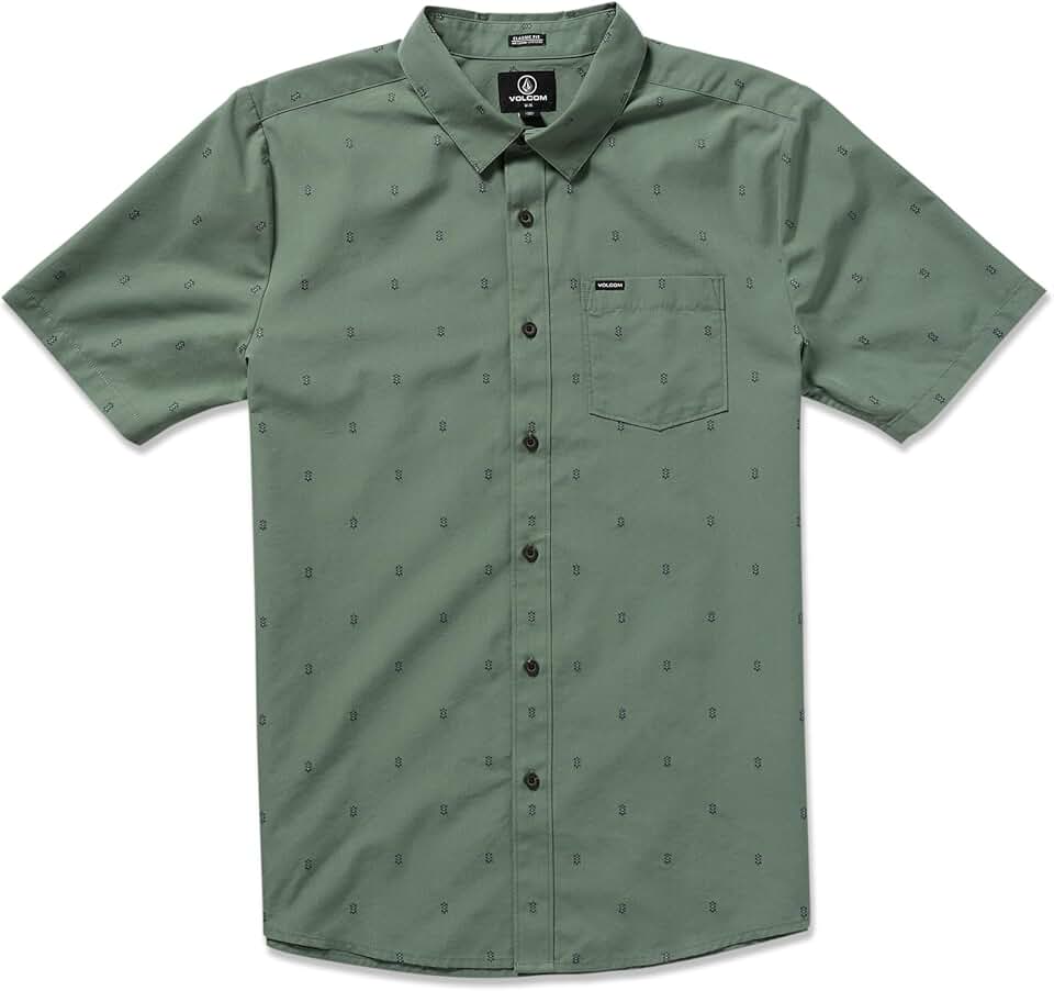 Men's Short-Sleeve Printed Woven Shirt, Lightweight Cotton Blend