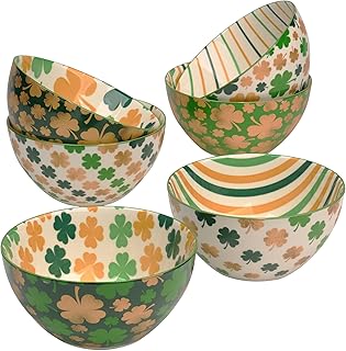 Set of 6 Shamrock Bowls, 16 oz, Microwave & Dishwasher Safe