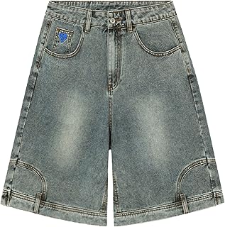 Washed Reverse Denim Shorts for Men, Casual Loose Fit