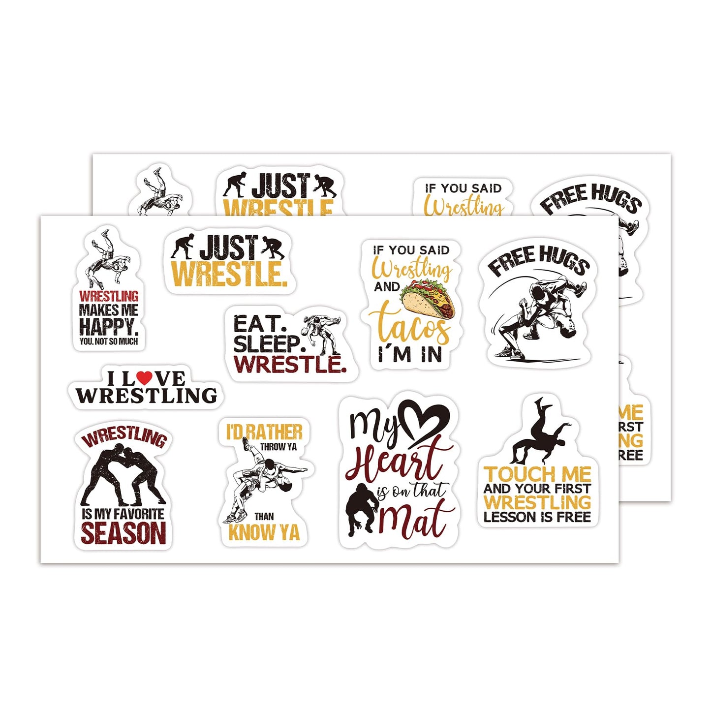 20 Waterproof Wrestling Stickers for Bags, Laptops, Cars