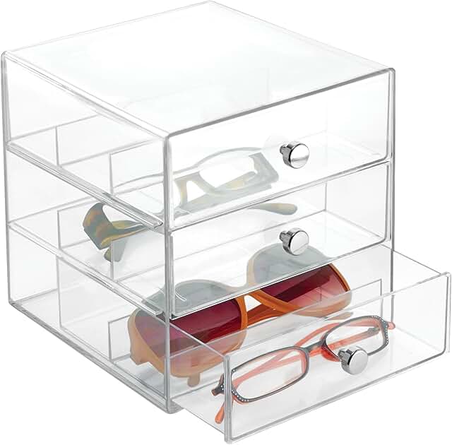 Three-Drawer Clear Sunglasses Organizer