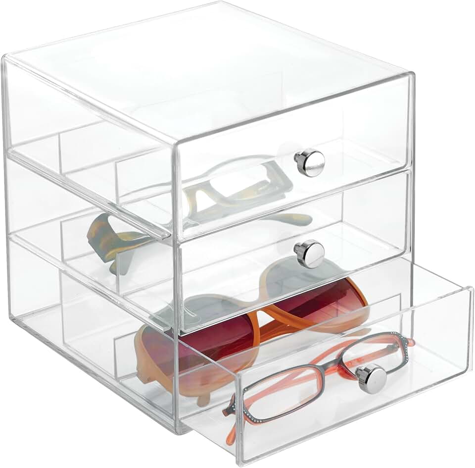 Three-Drawer Clear Sunglasses Organizer