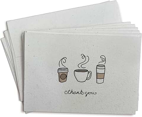 Set of 24 Coffee Thank You Cards with Envelopes