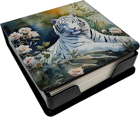 White Tiger PU Leather Note Paper Holder