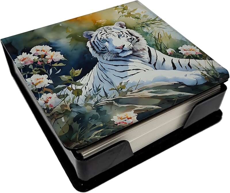White Tiger PU Leather Note Paper Holder