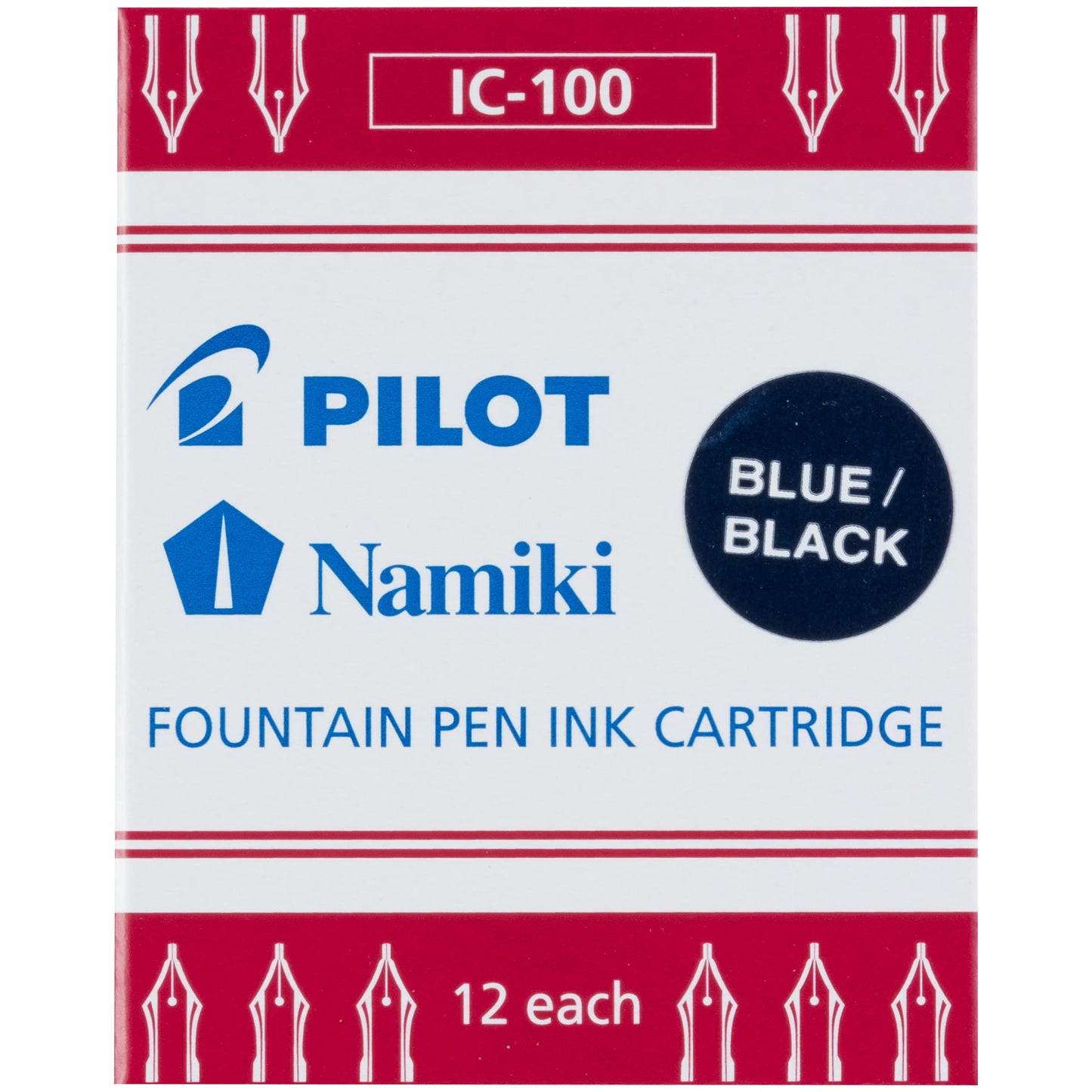 Blue and black fountain pen ink cartridges, 12-pack