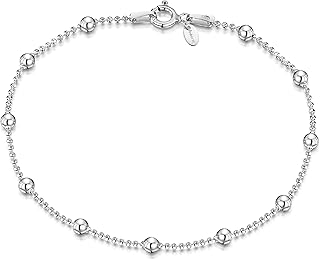 Sterling Silver Ball Bead Chain Bracelet 7-8 Inches