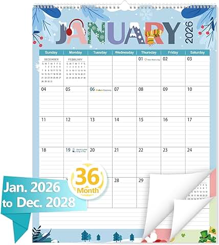 Large 36-Month Wall Calendar 2026-2028
