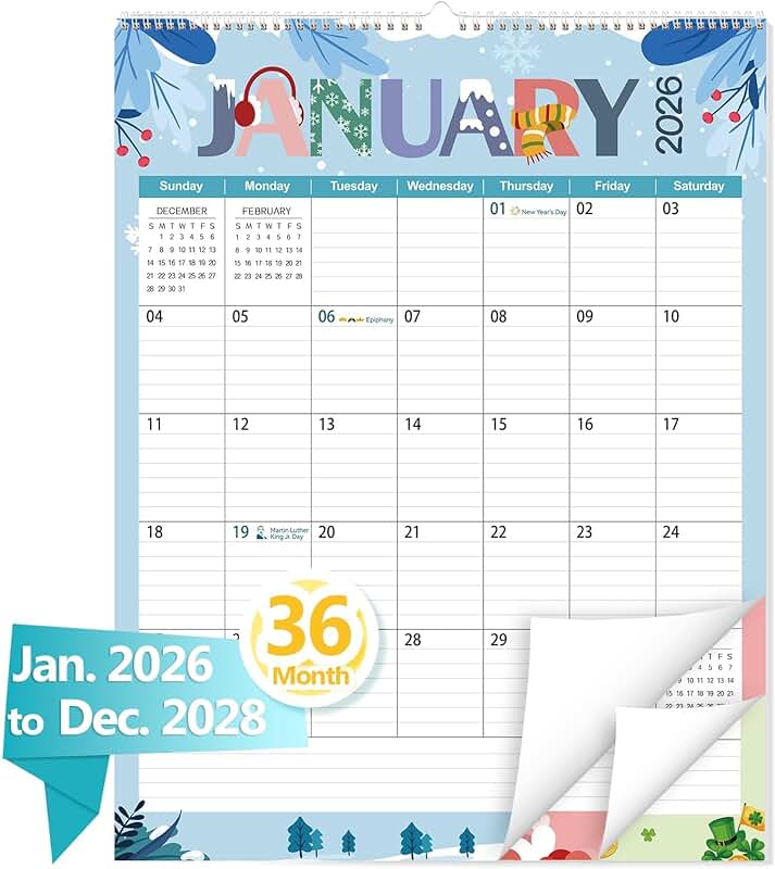 Large 36-Month Wall Calendar 2026-2028
