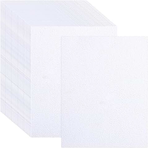 50 Sheets White Linen Textured Cardstock, 8.5 x 11 inches