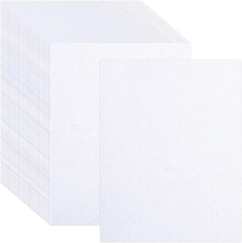 50 Sheets White Linen Textured Cardstock, 8.5 x 11 inches