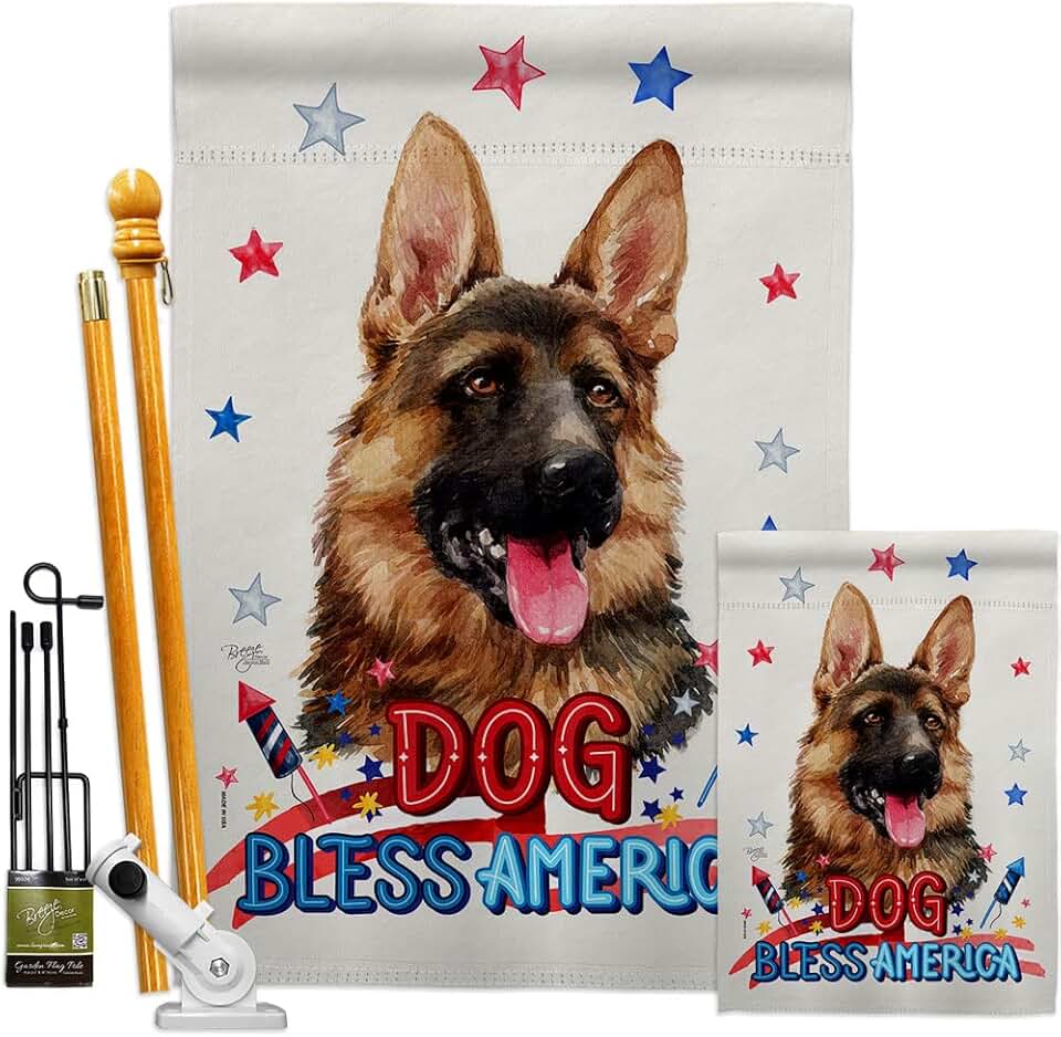 Patriotic German Shepherd Garden Flag for Yard