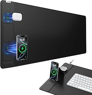 Large Waterproof Wireless Charging Mouse Pad with Phone Holder