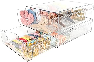 Clear acrylic 2-drawer storage organizer for accessories and cosmetics