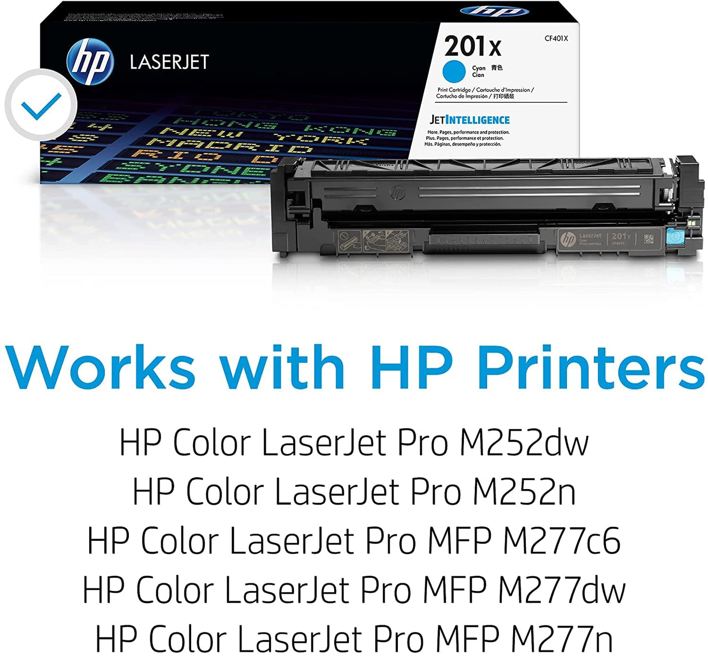 Original 201X Cyan High-yield Toner Cartridge | Works with Color LaserJet Pro M252, Color LaserJet Pro MFP M277 Series | CF401X