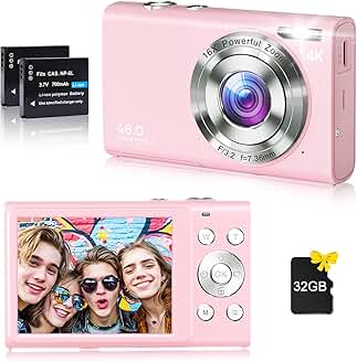 4K Vlogging Camera with 48MP, 16X Zoom, 32GB Card