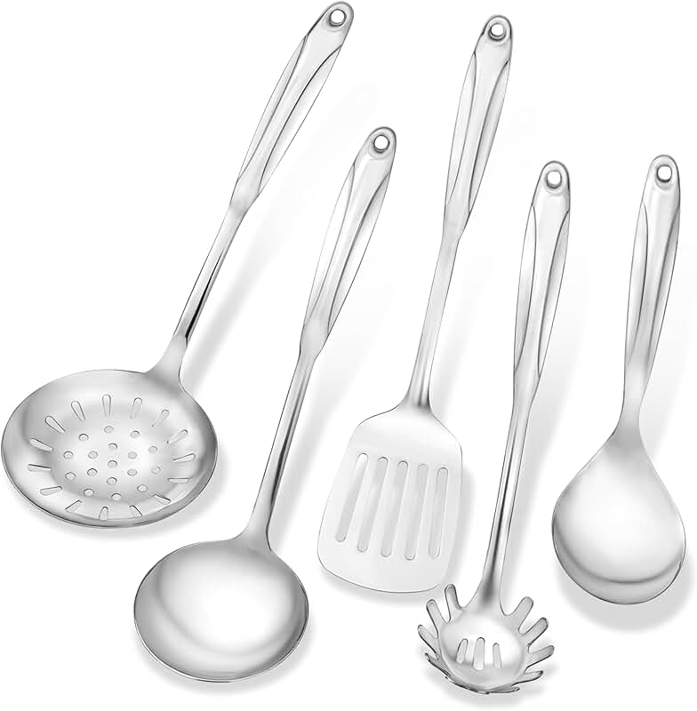 8-Piece Silicone Cooking Utensil Set with Stainless Steel Handles