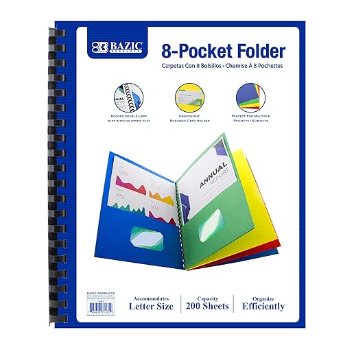 8-Pocket Letter Size Folder with Double Loop Wire Binding