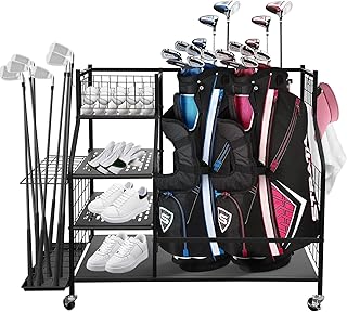 Golf Club and Ball Storage Rack for Indoor and Outdoor Use
