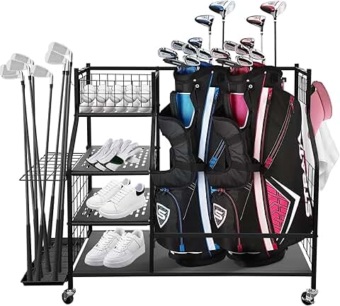 Golf Club and Ball Storage Rack for Indoor and Outdoor Use