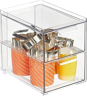Stackable Clear Storage Containers with 2 Drawers