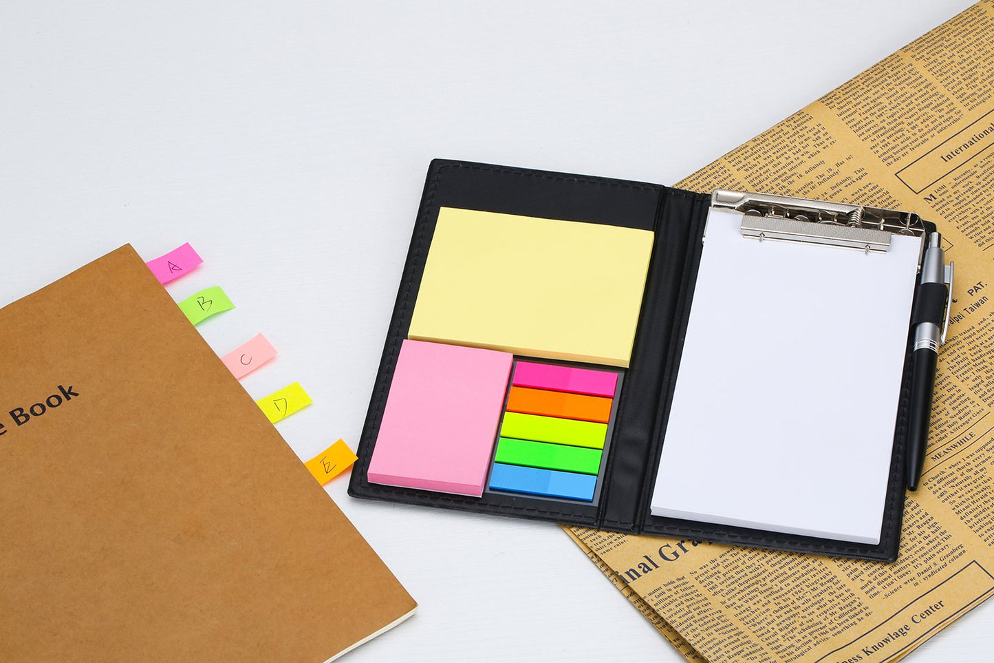 Sticky Notes and Page Markers Set with Pen and Holder