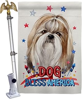 Patriotic Shih Tzu Dog House Flag with Eagle and Paw