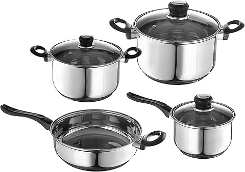 7-Piece Stainless Steel Cookware Set with Cool Handles