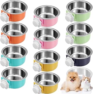 12-Piece Stainless Steel Hanging Pet Water Bowls