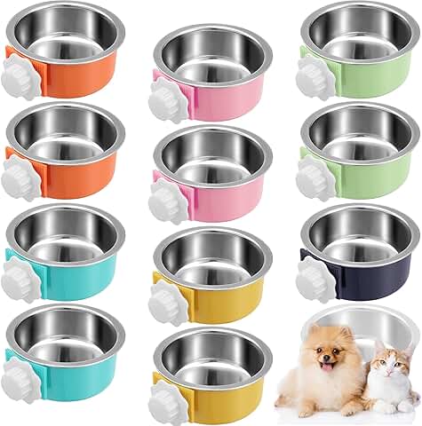 12-Piece Stainless Steel Hanging Pet Water Bowls