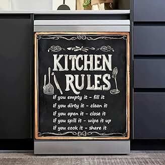 Kitchen Rules Dishwasher Magnet Cover with Flowers