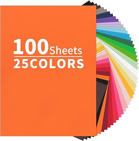 100 Sheets of 25 Colored Heavyweight Cardstock, 8.5 x 11 inches