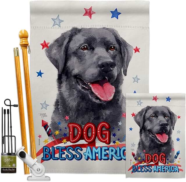 Patriotic Labrador Garden Flag Kit with Dog Design