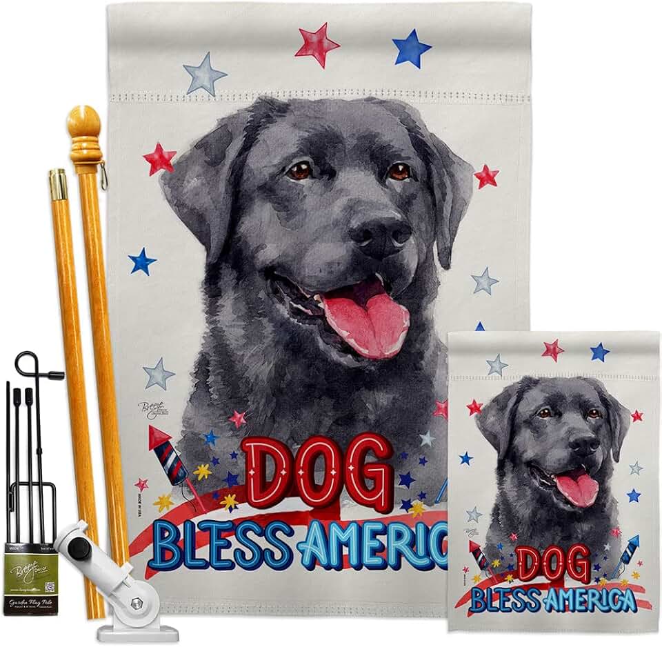 Patriotic Labrador Garden Flag Kit with Dog Design