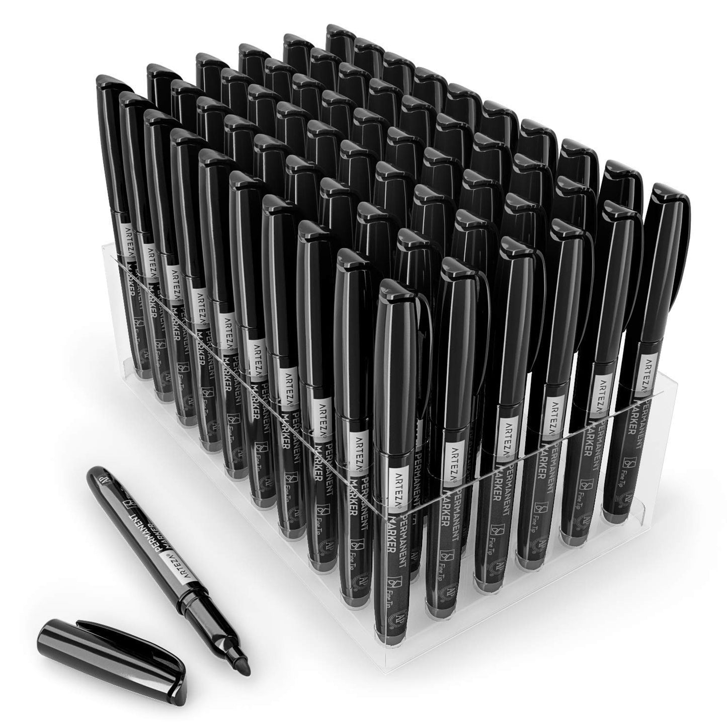 Set of 60 Waterproof Fine Tip Black Markers