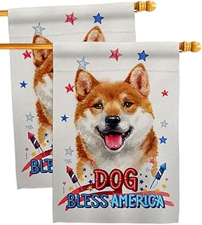 Patriotic Shiba Inu House Flag Set for Garden and Yard