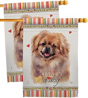 Pekingese Dog House Flag Set for Garden or Yard