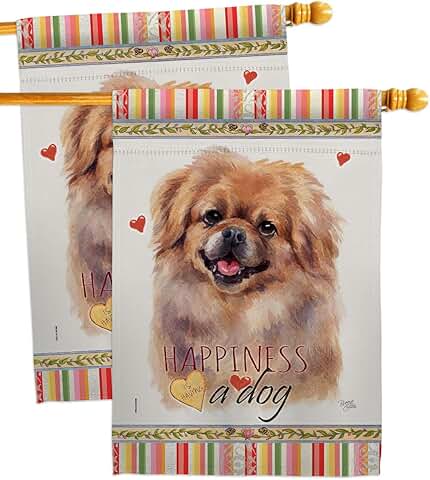 Pekingese Dog House Flag Set for Garden or Yard