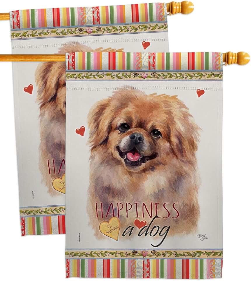 Pekingese Dog House Flag Set for Garden or Yard