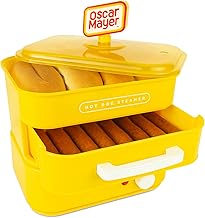 Diner-Style Hot Dog Steamer and Bun Warmer with 8 Hot Dogs and 4 Buns