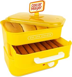 Diner-Style Hot Dog Steamer and Bun Warmer with 8 Hot Dogs and 4 Buns